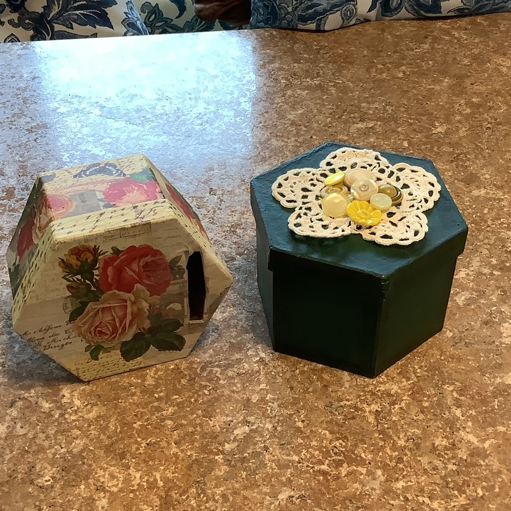 TWO DARLING HEXAGON BOXES